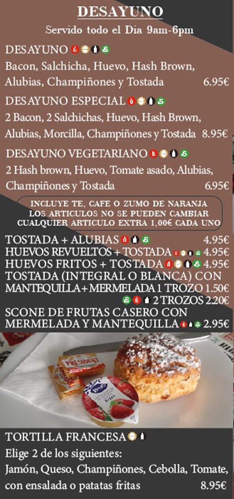 restaurant Pinar Campoverde Menu espagnoL