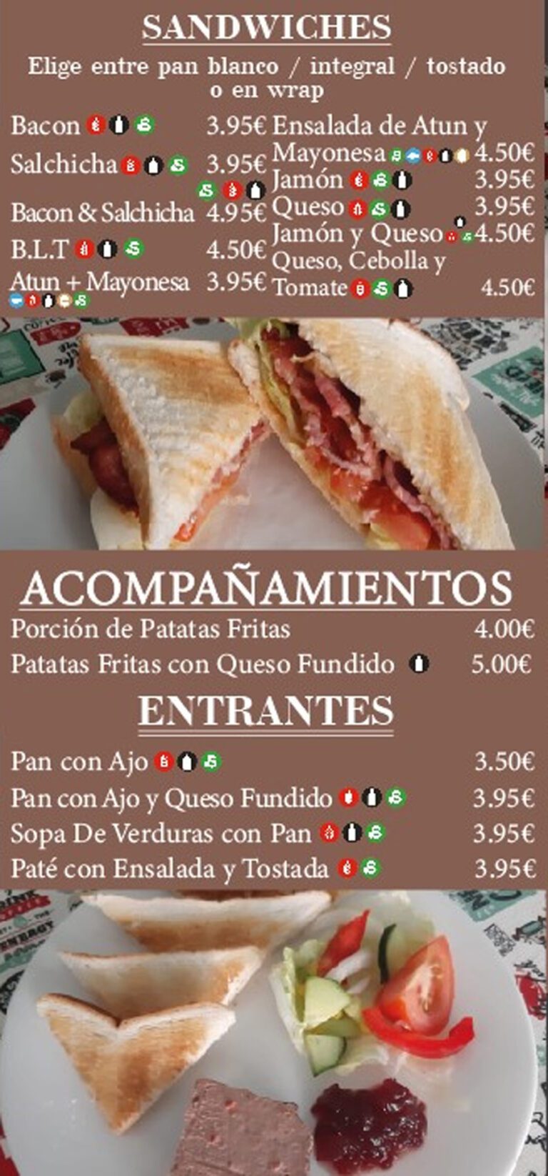 restaurant Pinar Campoverde Menu espagnol