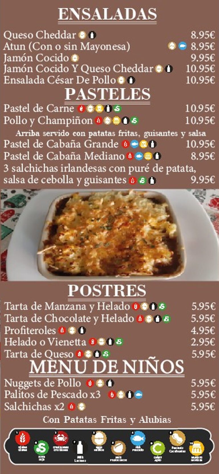 restaurant Pinar Campoverde Menu espagnol