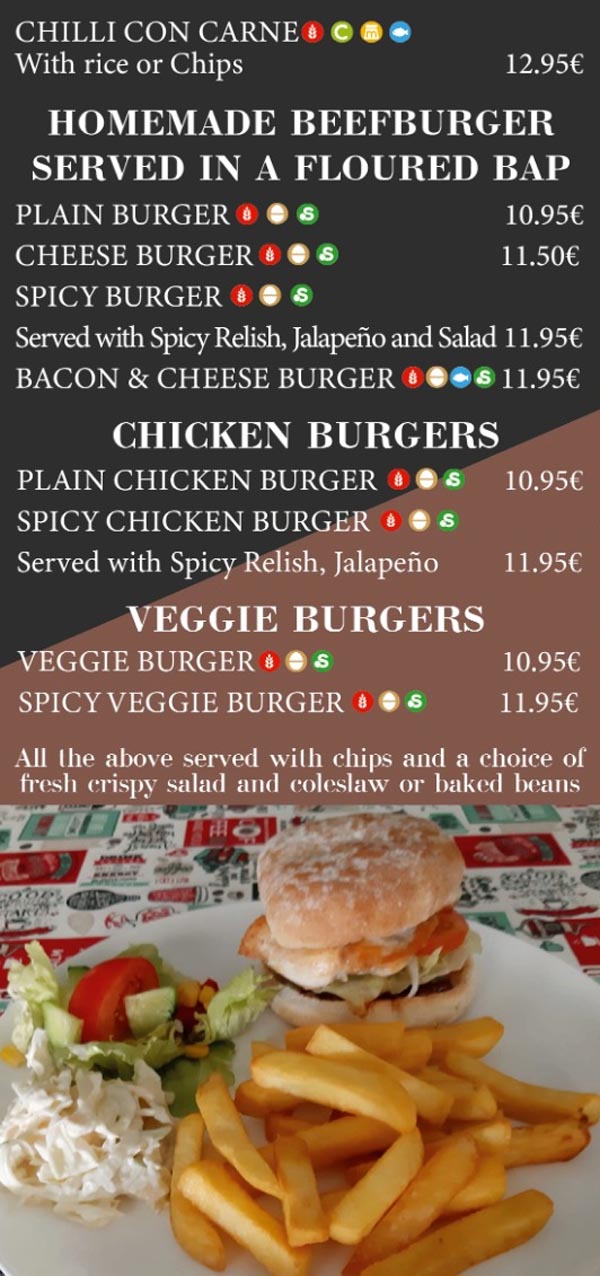 Portobello Restaurant Campoverde Menu Hamburgers